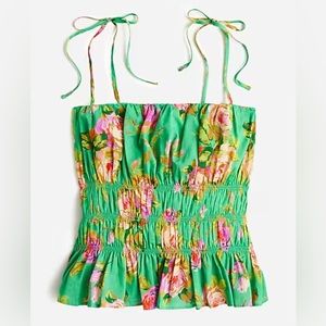 J. Crew Green Floral Tank